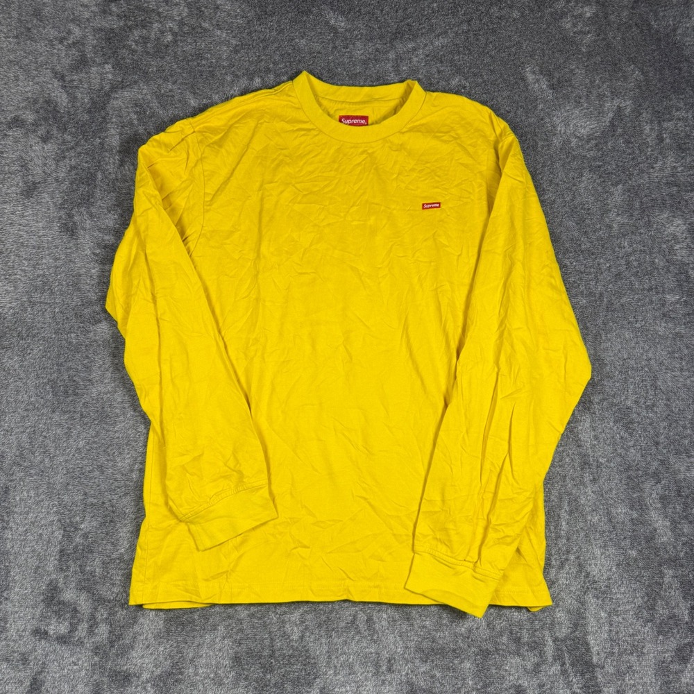 Supreme Small Box Logo Long Sleeve Tee Yellow Mens Large 100% Cotton